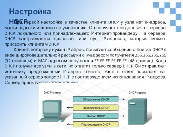 Настройка HDCP При первой настройке в качестве клиента DHCP у узла