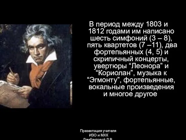 В период между 1803 и 1812 годами им написано шесть симфоний