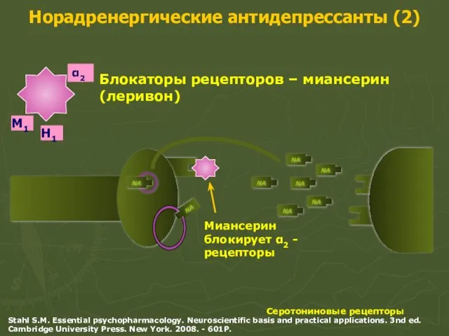 Норадренергические антидепрессанты (2) Блокаторы рецепторов – миансерин (леривон) Stahl S.M. Essential