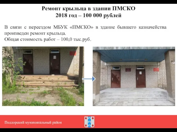 Поддорский муниципальный район В связи с переездом МБУК «ПМСКО» в здание