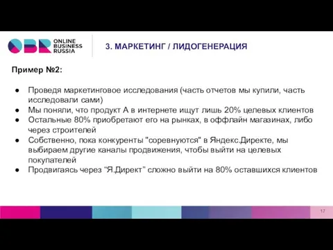 Пример №2: Проведя маркетинговое исследования (часть отчетов мы купили, часть исследовали