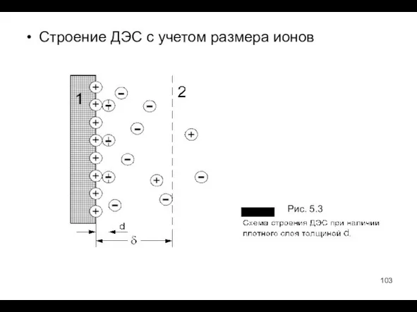 Строение ДЭС с учетом размера ионов Рис. 5.3