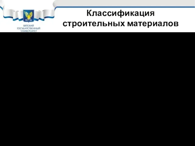 Классификация строительных материалов В строительстве перечень строительных материалов шире 1.Природные 2