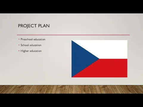 PROJECT PLAN Preschool education School education Higher education