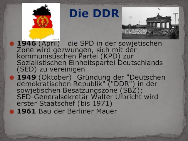 1946 (April) die SPD in der sowjetischen Zone wird gezwungen, sich