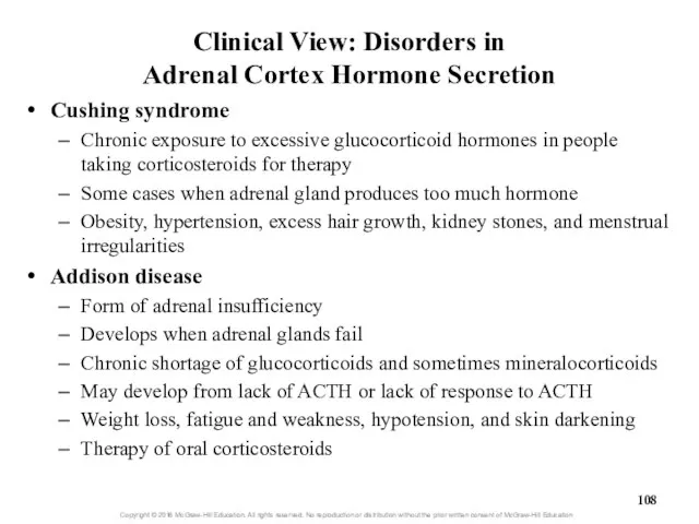 Clinical View: Disorders in Adrenal Cortex Hormone Secretion Cushing syndrome Chronic