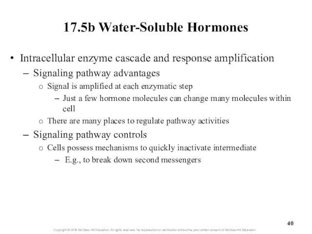 17.5b Water-Soluble Hormones Intracellular enzyme cascade and response amplification Signaling pathway