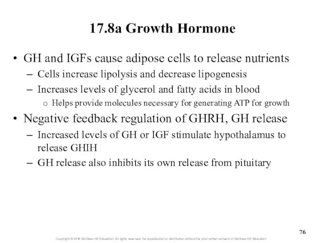 17.8a Growth Hormone GH and IGFs cause adipose cells to release