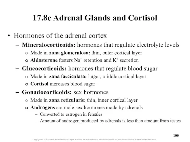 17.8c Adrenal Glands and Cortisol Hormones of the adrenal cortex Mineralocorticoids: