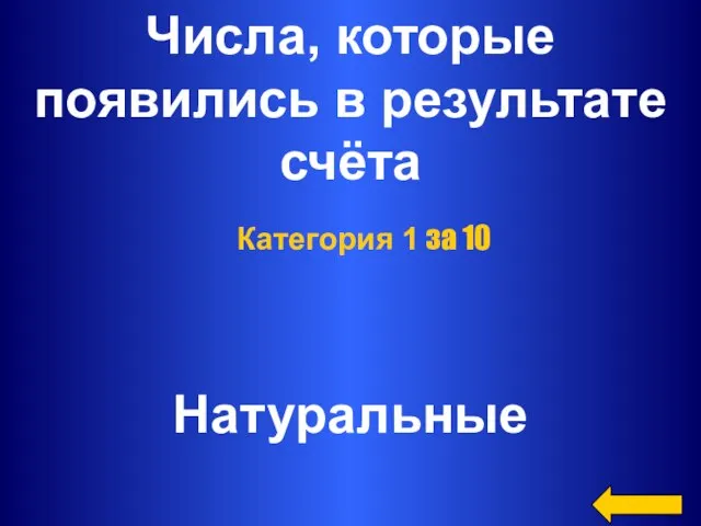 Числа, которые появились в результате счёта Натуральные Категория 1 за 10