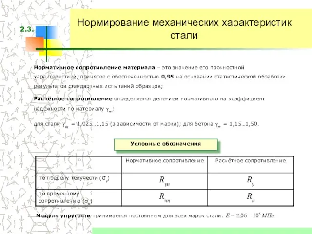 Нормирование механических характеристик стали Нормативное сопротивление материала – это значение его