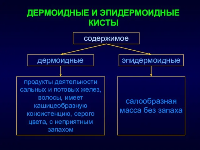 ДЕРМОИДНЫЕ И ЭПИДЕРМОИДНЫЕ КИСТЫ