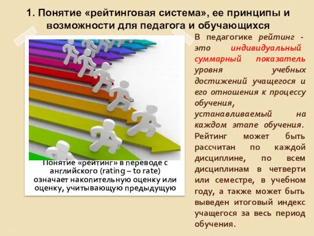 1. Понятие «рейтинговая система», ее принципы и возможности для педагога и