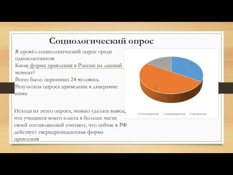 Социологический опрос Я провёл социологический опрос среди одноклассников: Какая форма правления