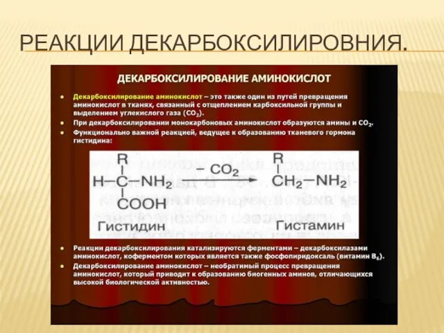 РЕАКЦИИ ДЕКАРБОКСИЛИРОВНИЯ.