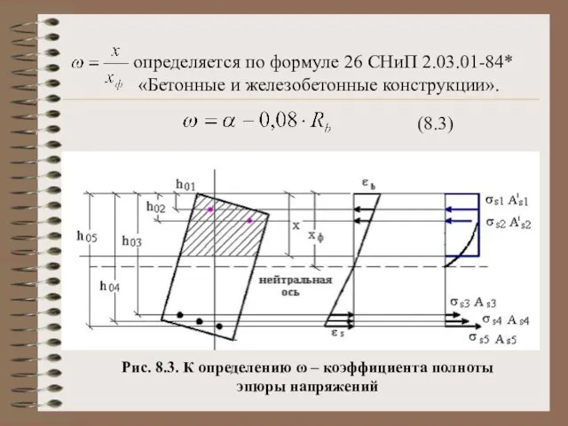 – определяется по формуле 26 СНиП 2.03.01-84* «Бетонные и железобетонные конструкции».