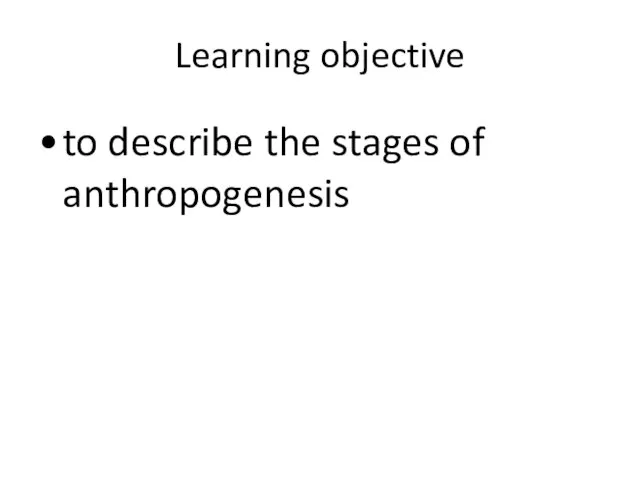 Learning objective to describe the stages of anthropogenesis