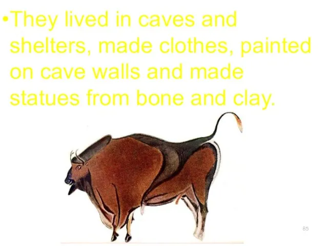 They lived in caves and shelters, made clothes, painted on cave