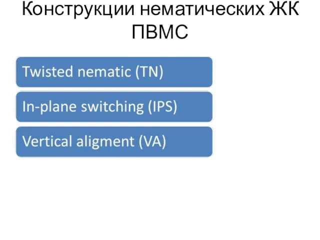 Конструкции нематических ЖК ПВМС