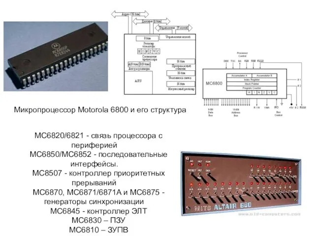 Микропроцессор Motorola 6800 и его структура MC6820/6821 - связь процессора с