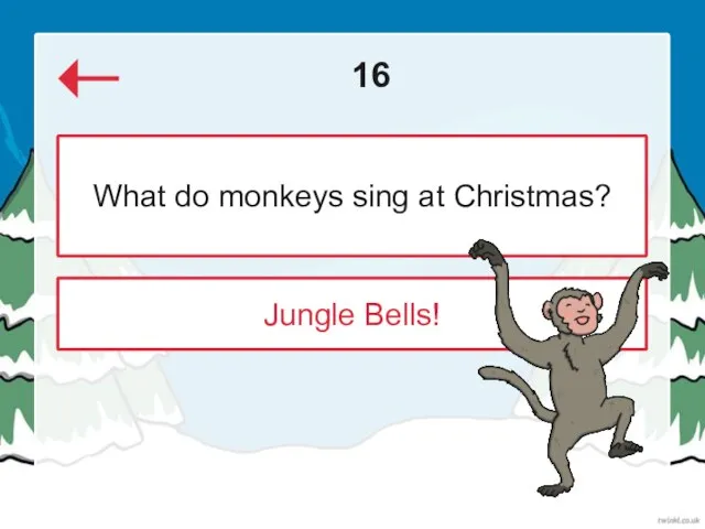 16 Jungle Bells! What do monkeys sing at Christmas?