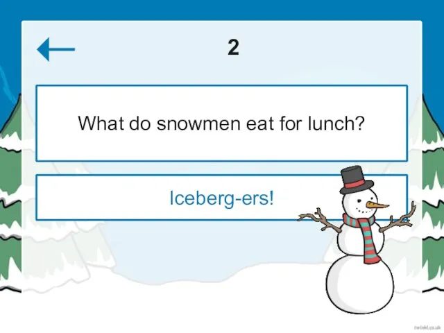 2 Iceberg-ers! What do snowmen eat for lunch?