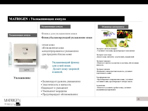 MATRIGEN : Увлажняющая ампула 재 생 Увлажняющая ампула Флюид для увлажнения