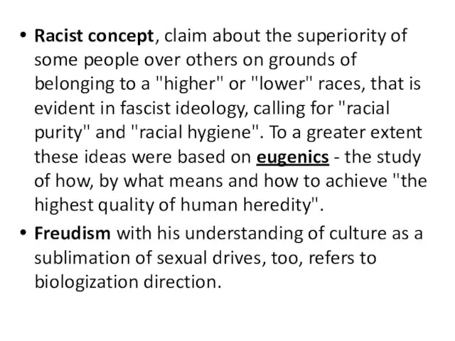 Racist concept, claim about the superiority of some people over others