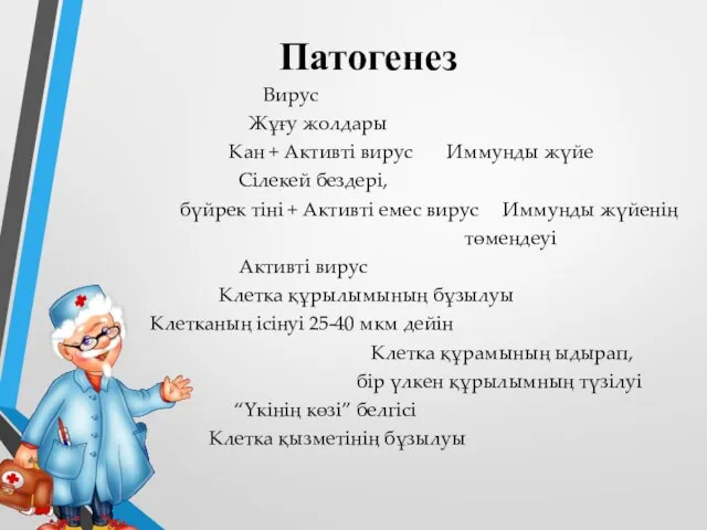 Патогенез Вирус Жұғу жолдары Кан + Активті вирус Иммунды жүйе Сілекей