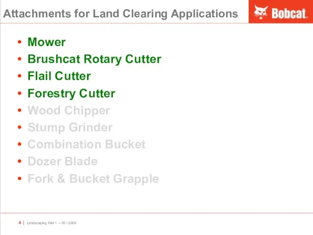 Attachments for Land Clearing Applications Mower Brushcat Rotary Cutter Flail Cutter