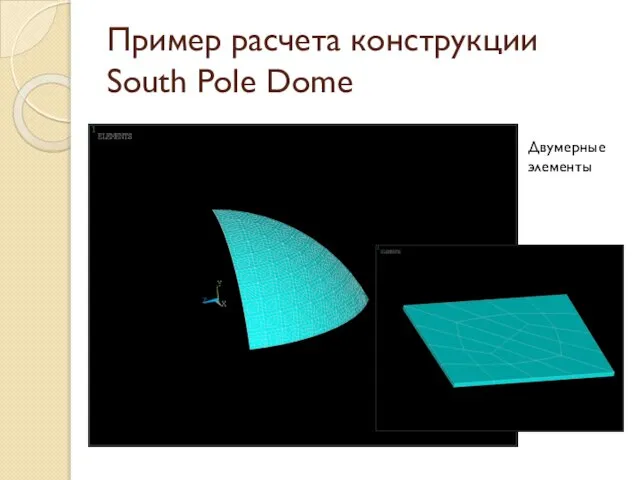 Пример расчета конструкции South Pole Dome Двумерные элементы