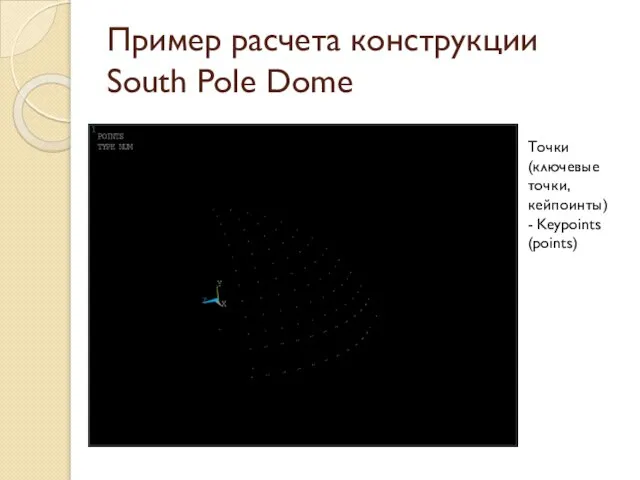 Пример расчета конструкции South Pole Dome Точки (ключевые точки, кейпоинты) - Keypoints (points)