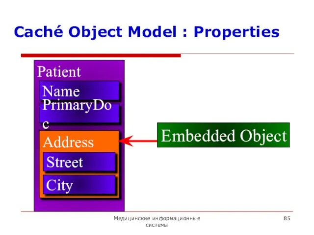 Медицинские информационные системы Patient Embedded Object Caché Object Model : Properties