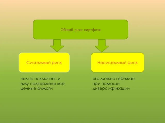 Общий риск портфеля Системный риск Несистемный риск нельзя исключить, и ему