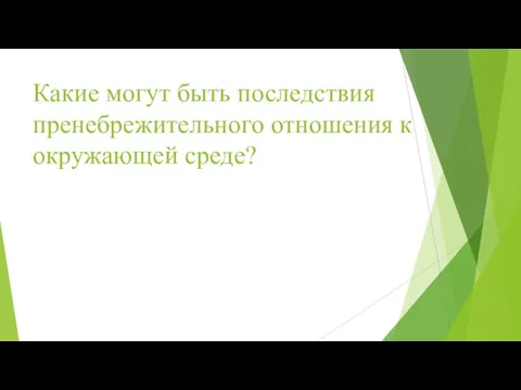 Какие могут быть последствия пренебрежительного отношения к окружающей среде?