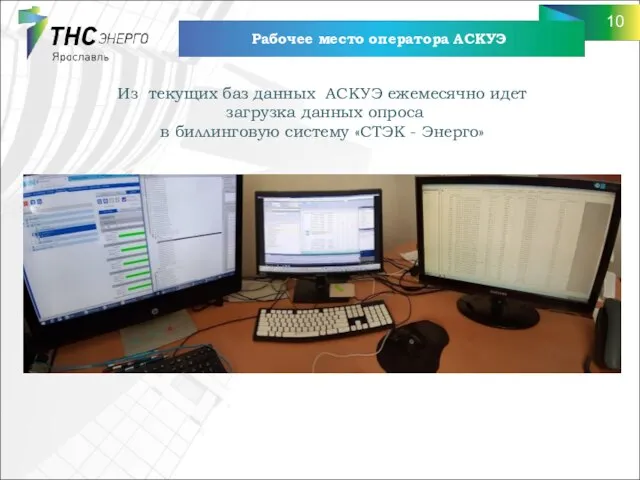 Рабочее место оператора АСКУЭ Из текущих баз данных АСКУЭ ежемесячно идет