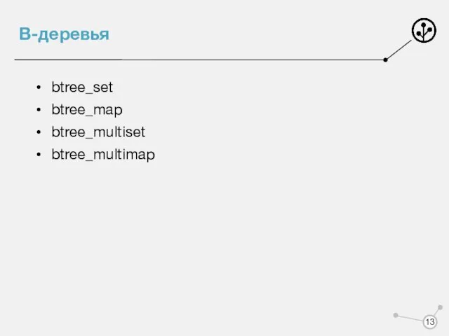 B-деревья btree_set btree_map btree_multiset btree_multimap