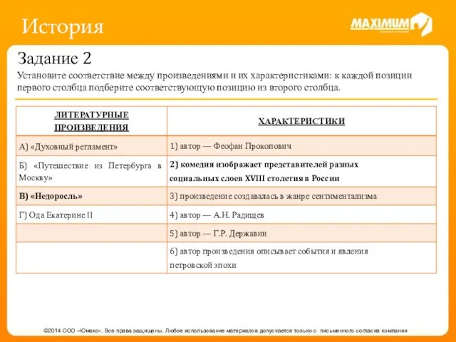 История ©2014 ООО «Юмакс». Все права защищены. Любое использование материалов допускается