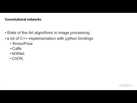Convolutional networks State of the Art algorithms in image processing a