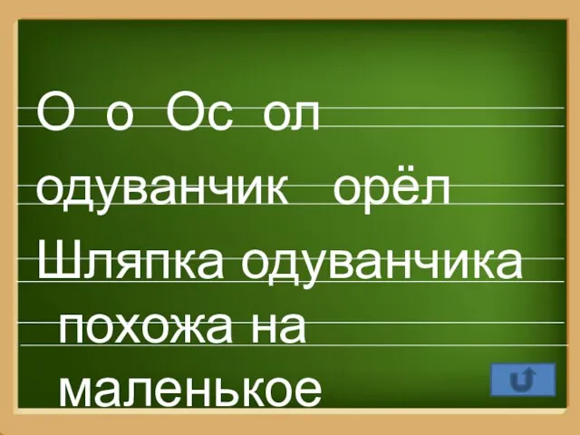 О о Ос ол одуванчик орёл Шляпка одуванчика похожа на маленькое солнышко.