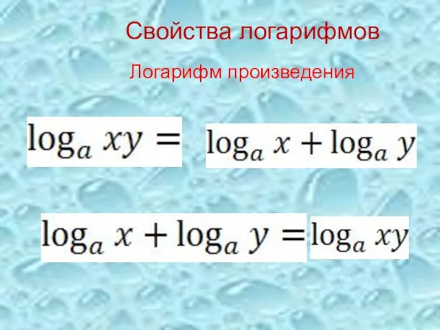 Логарифм произведения Свойства логарифмов