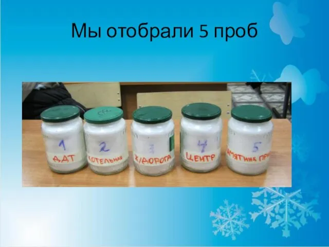 Мы отобрали 5 проб