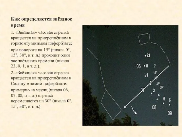 Как определяется звёздное время 1. «Звёздная» часовая стрелка вращается на прикреплённом