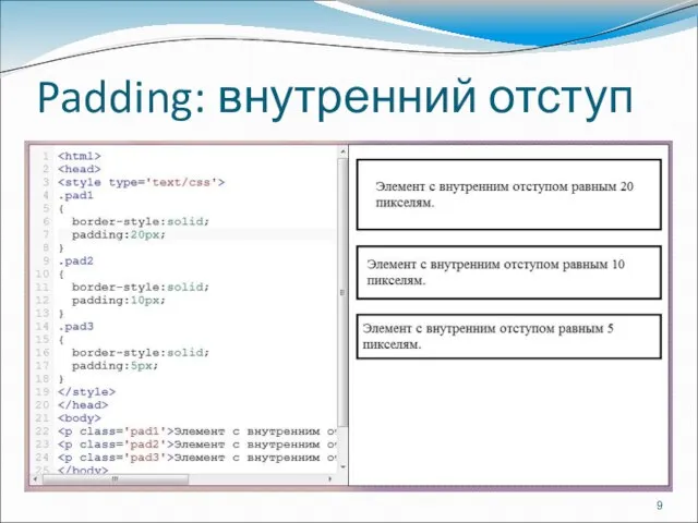 Padding: внутренний отступ