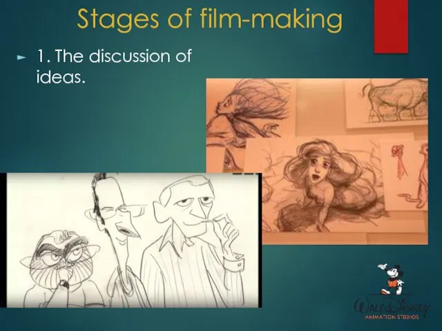 Stages of film-making 1. The discussion of ideas.