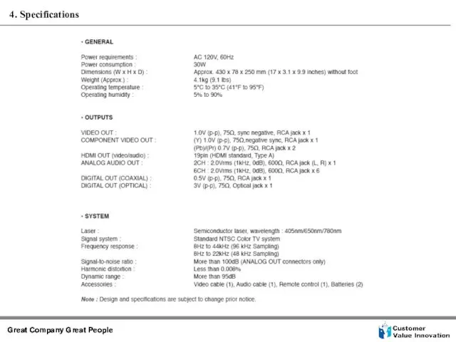 4. Specifications