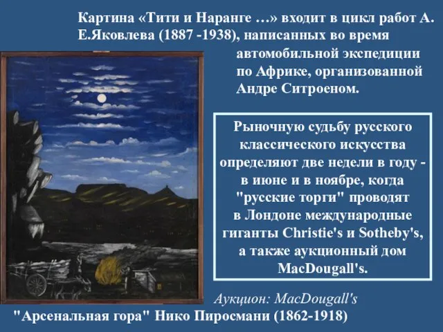 "Арсенальная гора" Нико Пиросмани (1862-1918) Аукцион: MacDougall's Рыночную судьбу русского классического