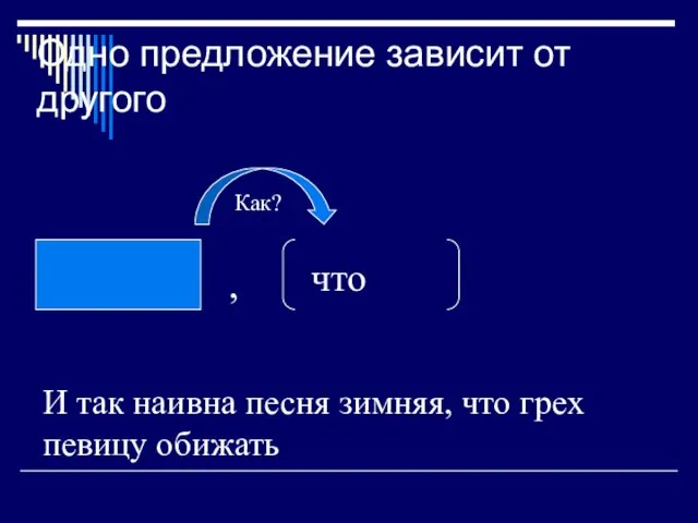 Одно предложение зависит от другого , что И так наивна песня