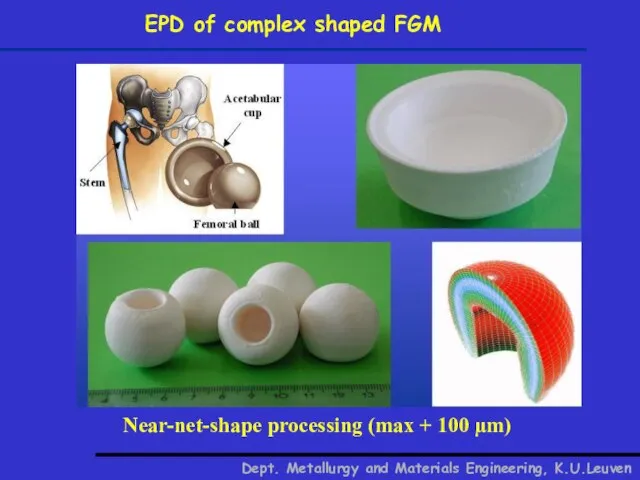 Near-net-shape processing (max + 100 µm) EPD of complex shaped FGM