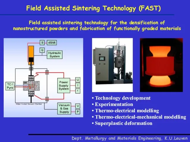 Field Assisted Sintering Technology (FAST) Field assisted sintering technology for the